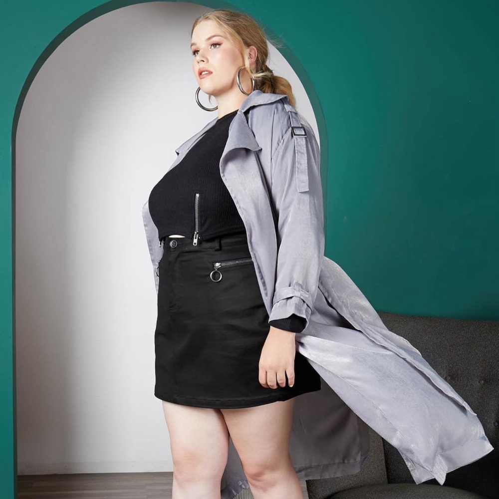 Soncy Trench Coat with belt Silver Gray Size 14/16W NWT